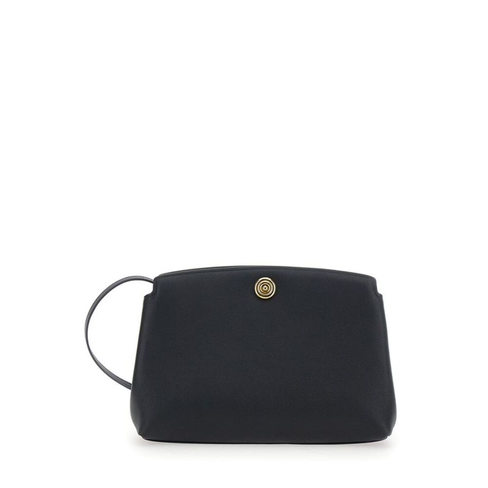 Liffner Women Black Clutch With Clasp Closure In Grained Leather Women